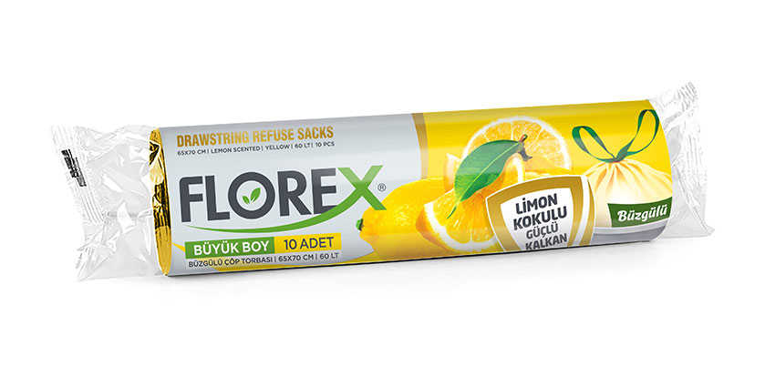 Florex Limon Kokulu Büzgülü Büyük Boy Çöp Torbası