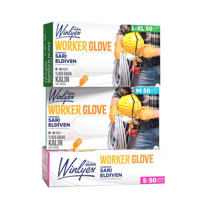 Reflex Winlyex Worker Glove Pudrasız Sarı Eldiven L-Xl Beden 50li